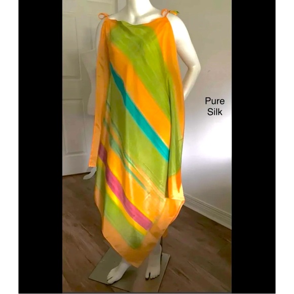 🆕 Handmade silk knee-lenght beach or casual dress / vintage / Martinique artist - Picture 5 of 10